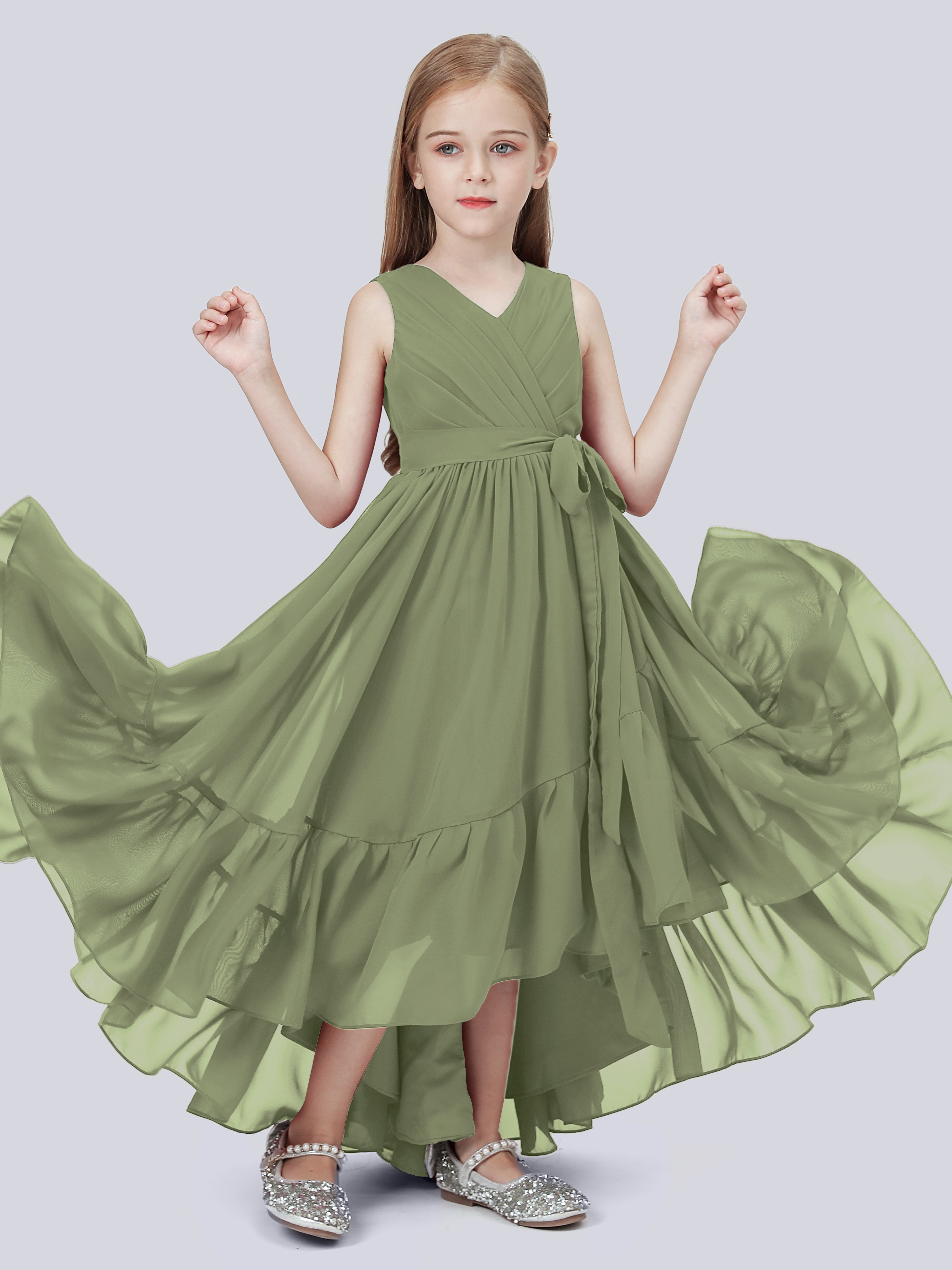 Chiffon High-Low Junior Bridesmaid Dress