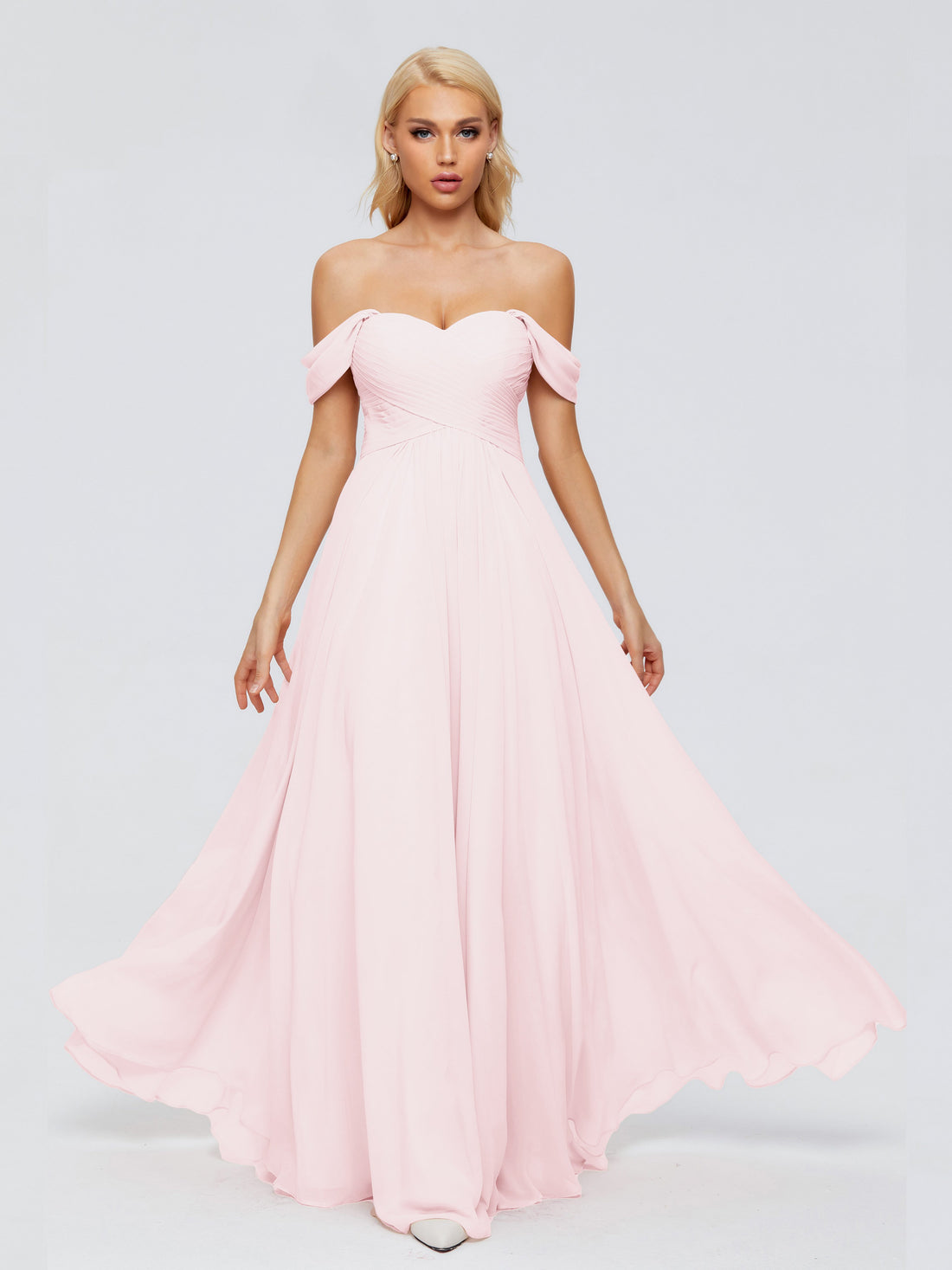Off the Shoulder Long Chiffon Dresses Daffodil