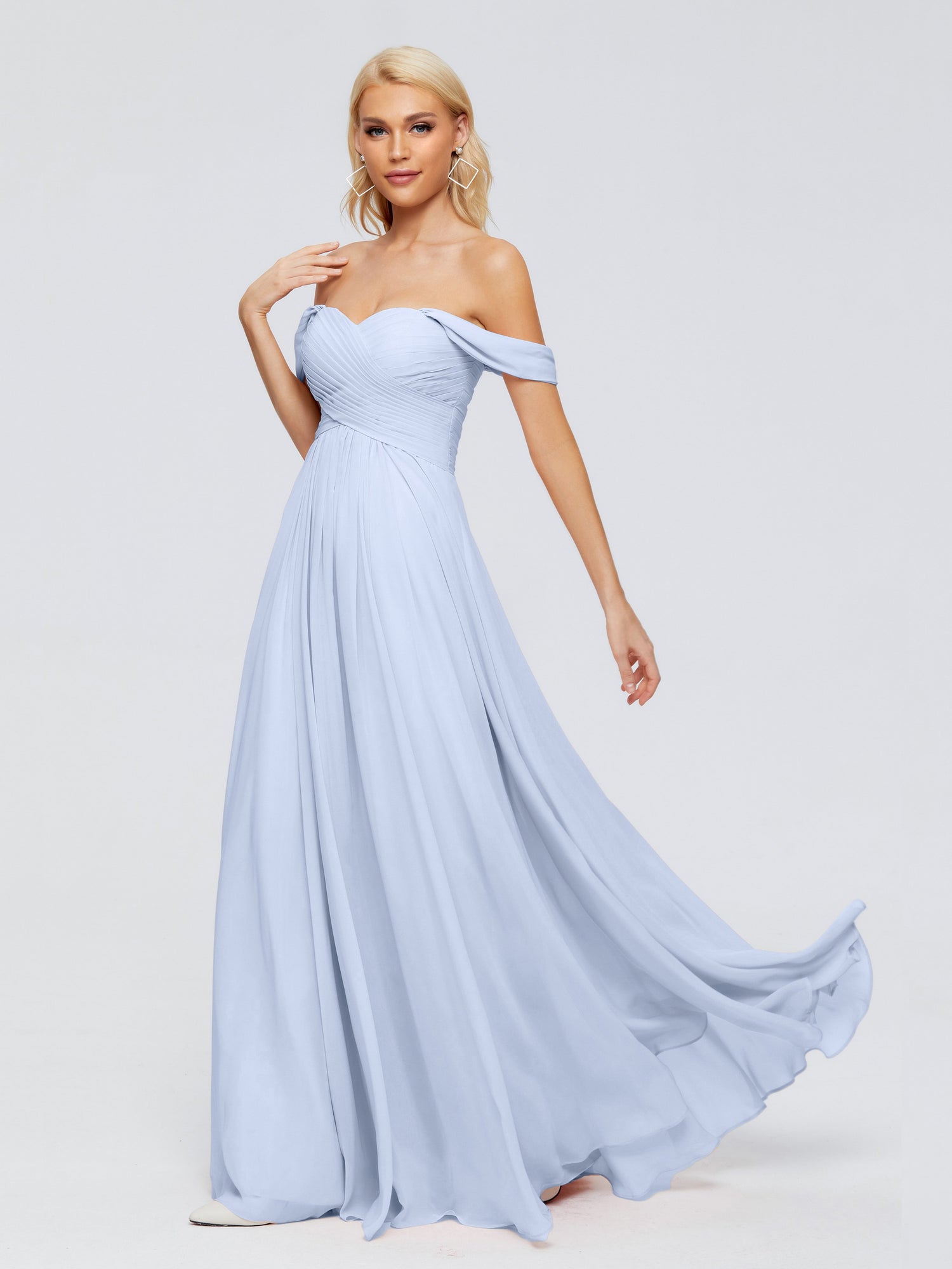 Off the Shoulder Long Chiffon Dresses Pool main image 1
