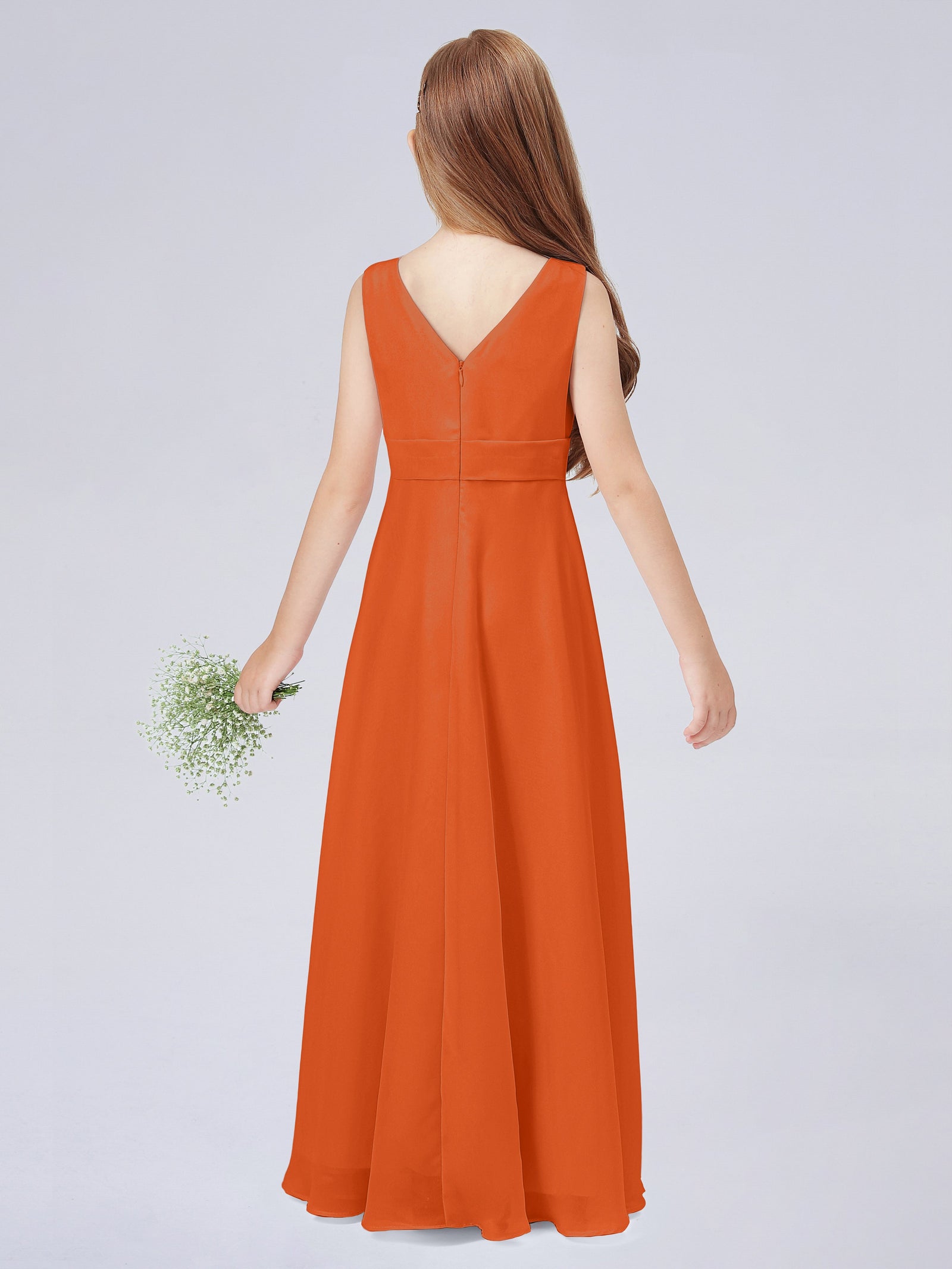 Square Long Junior Bridesmaid Dress With Cascade Skirt Turquoise