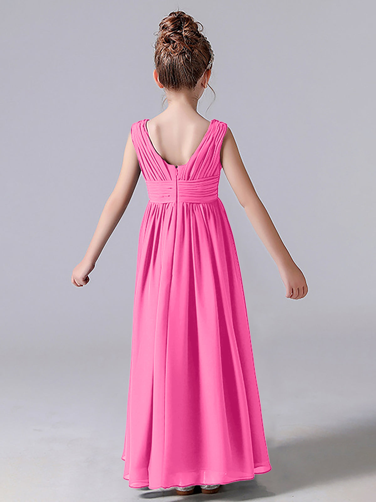 Flutter Sleeves V-neck Asymmetrical Junior Bridesmaid Dresses Emerald main image 0