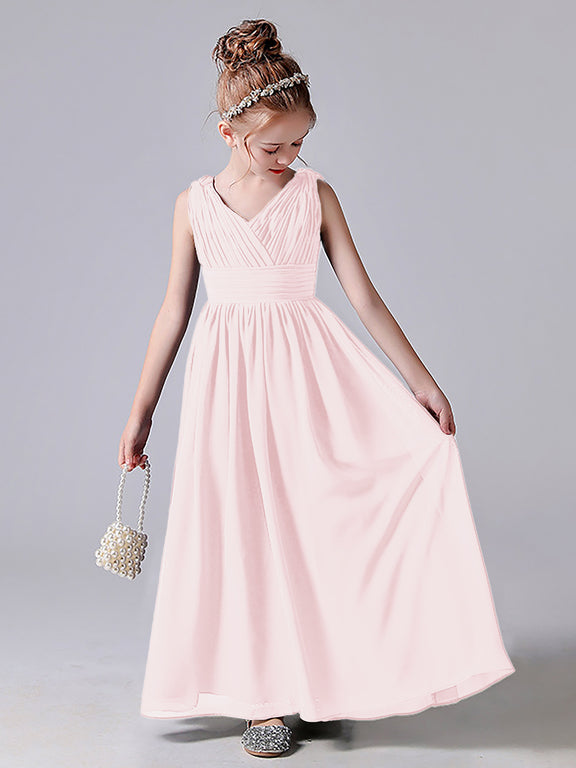 Square Neck Flutter Sleeves Junior Bridesmaid Dresses With Slit Pool
