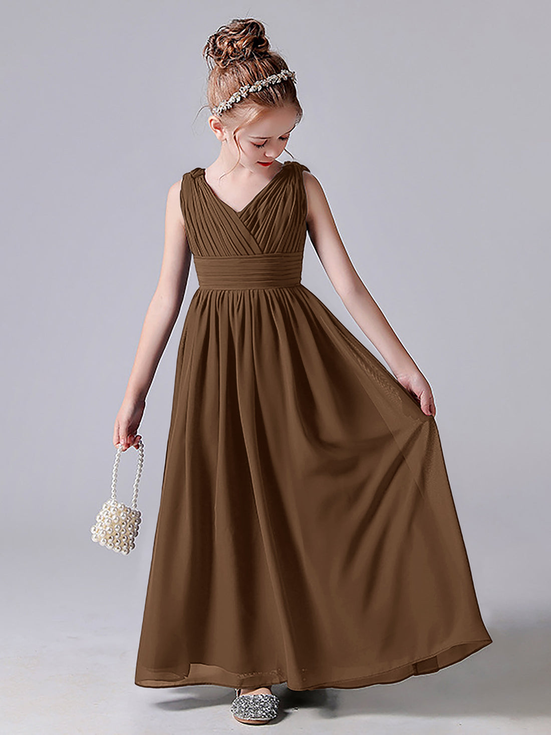A-Line/Princess Halter Sleeveless Pleats Junior Bridesmaid Dresses main image 0