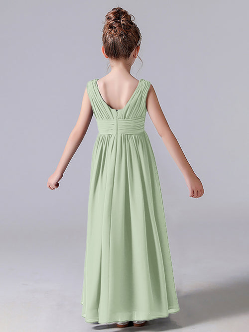 Flutter Sleeves V-neck Asymmetrical Junior Bridesmaid Dresses Taupe main image 0