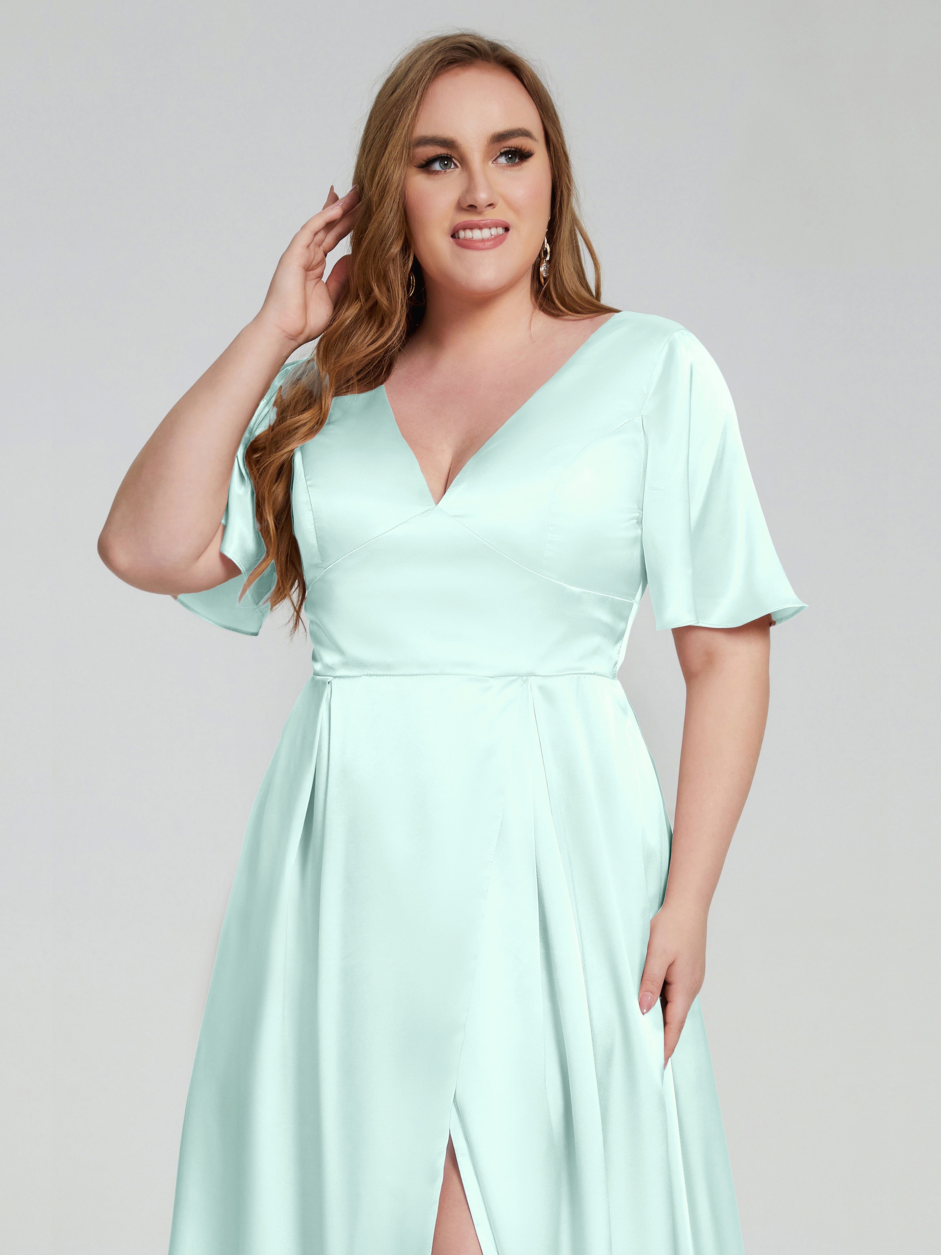 Vanessa Modest Short Sleeves Plus Size Bridesmaid Dresses