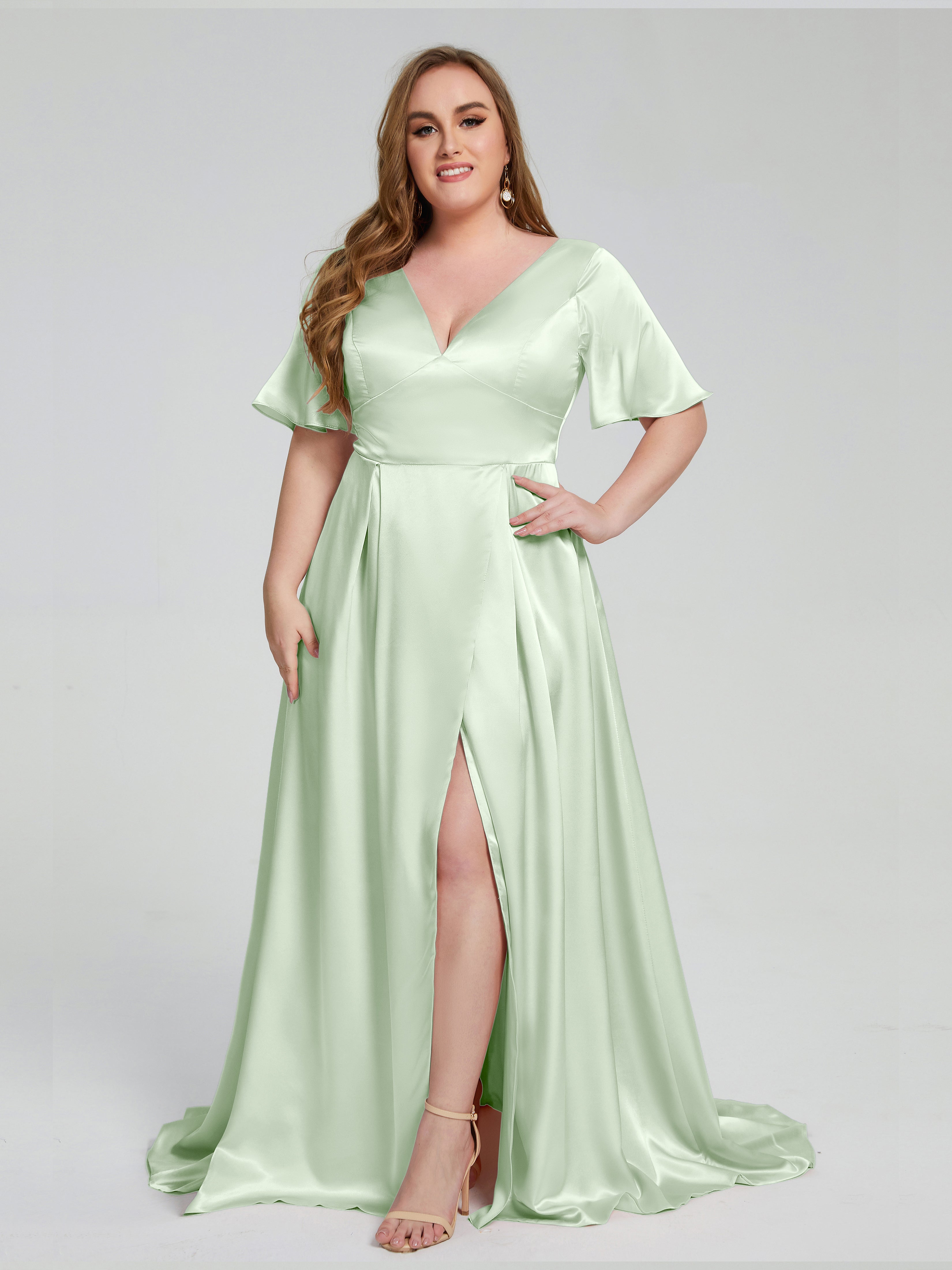 Vanessa Modest Short Sleeves Plus Size Bridesmaid Dresses